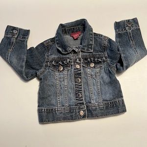 Arizona Girls Jean Jacket w/ cute ruffle, snaps, Size 18-24 months